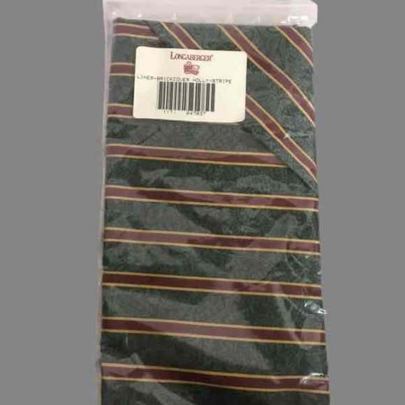 2 Pairs Longaberger Floral And Stripe Print Holiday Cheer Bread Basket Liner - Picture 3 of 8